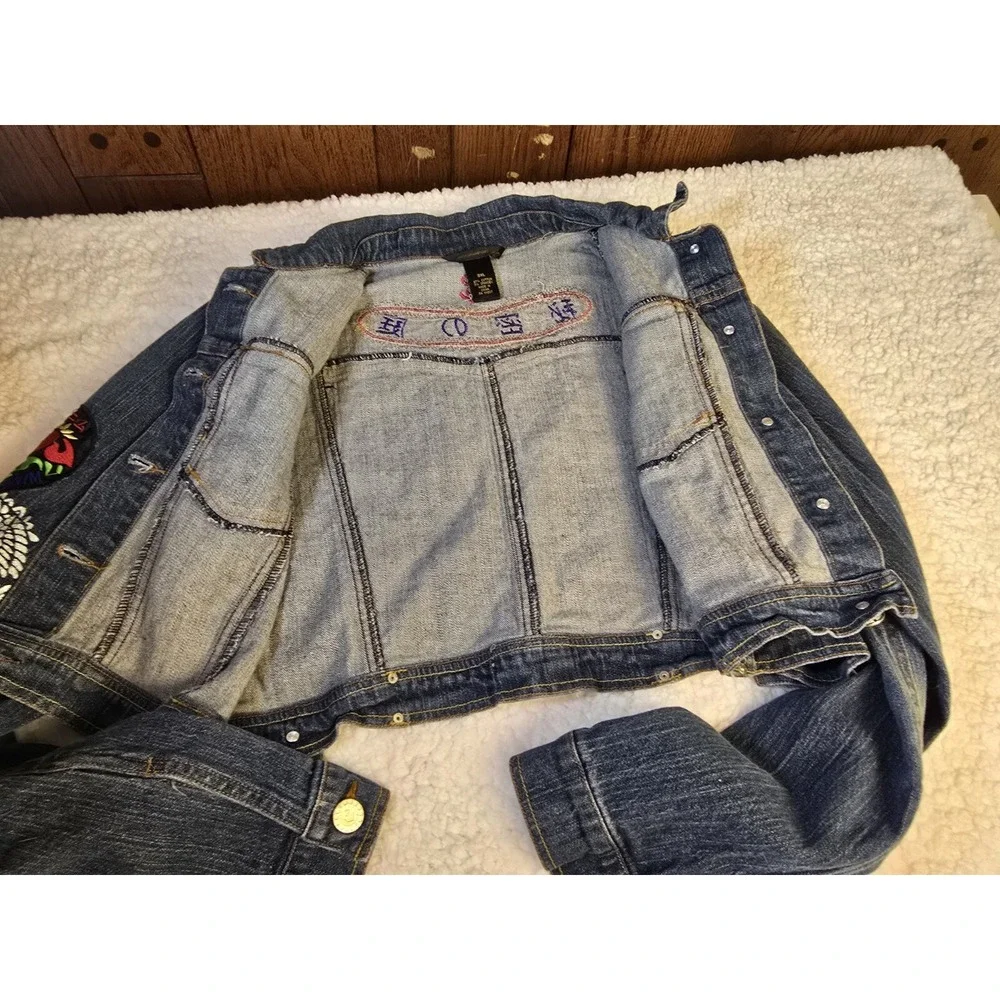 Vintage Y2K‎ Rocawear Denim Jean Jacket Patches Cropped Stretch 90s Womens 3X